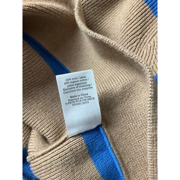 NWT Everlane Brown Chunky Wool‎ Lace Up Stripe Knit Sweater XS Coastal Grandma - Picture 4 of 4